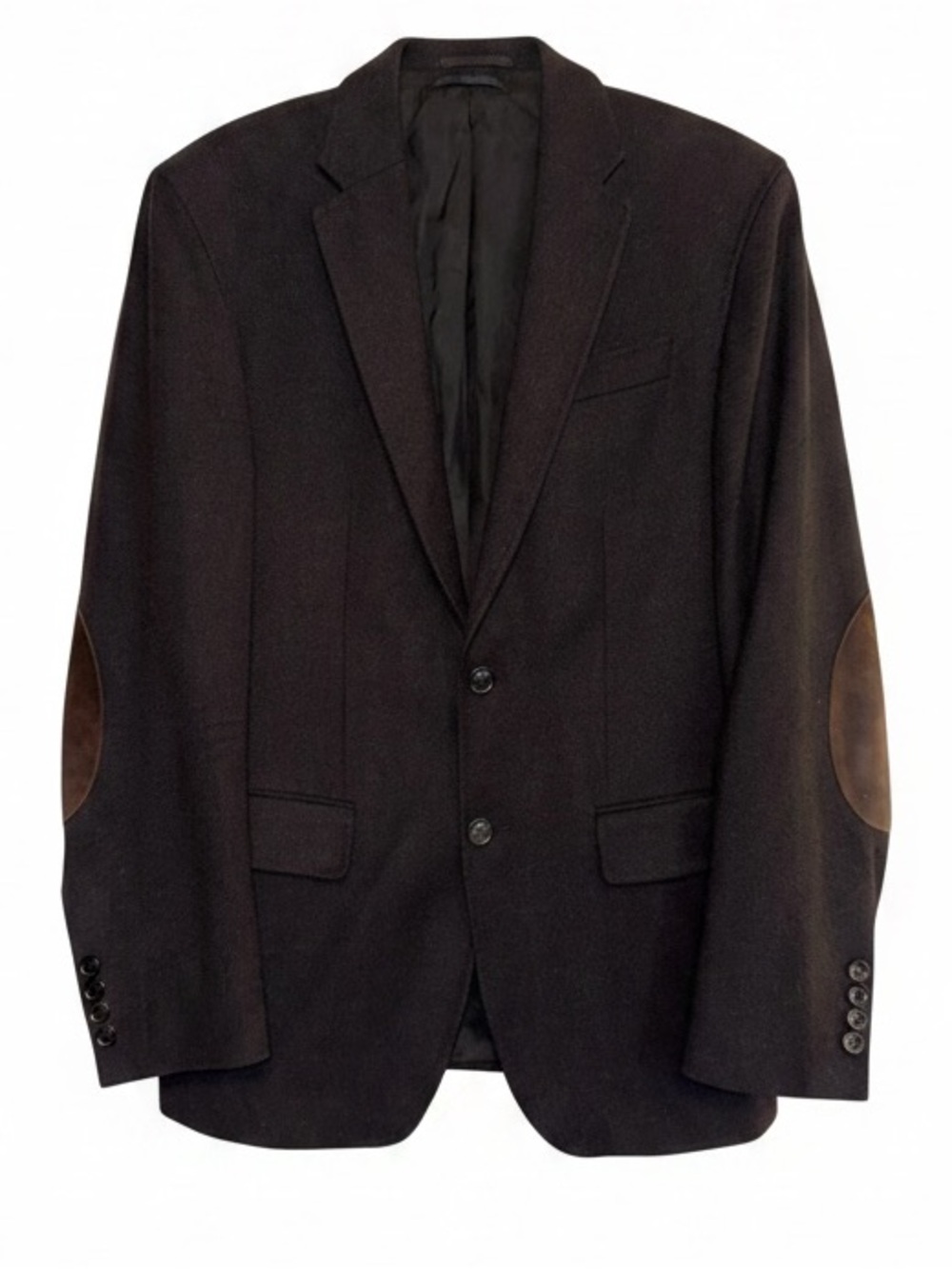 RENE LEZARD Almost Black Tweed Classic Blazer Jacket With Elbow Patches Size S/M